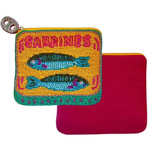 Beaded Sardine Bag, Sardines in Tin Can Coin Pouch, Lily Posh - Picture 3 of 3